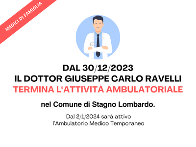 TERMINE ATTIVITÀ DR. GIUSEPPE CARLO RAVELLI, MEDICO DI FAMIGLIA