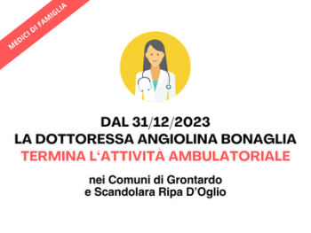 AVVISO TERMINE ATTIVITA' DOTT.SSA BONAGLIA