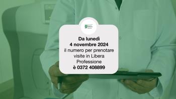 nuovo numero per prenotare la libera professione 0372408899