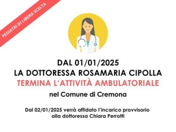 termine attività dottoressa Cipolla, inizio attività dottoressa Perrotti